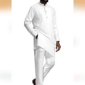 Dashiki White Suit for Men Shirt & Pants 2 Piece Set  Nigerian Clothes